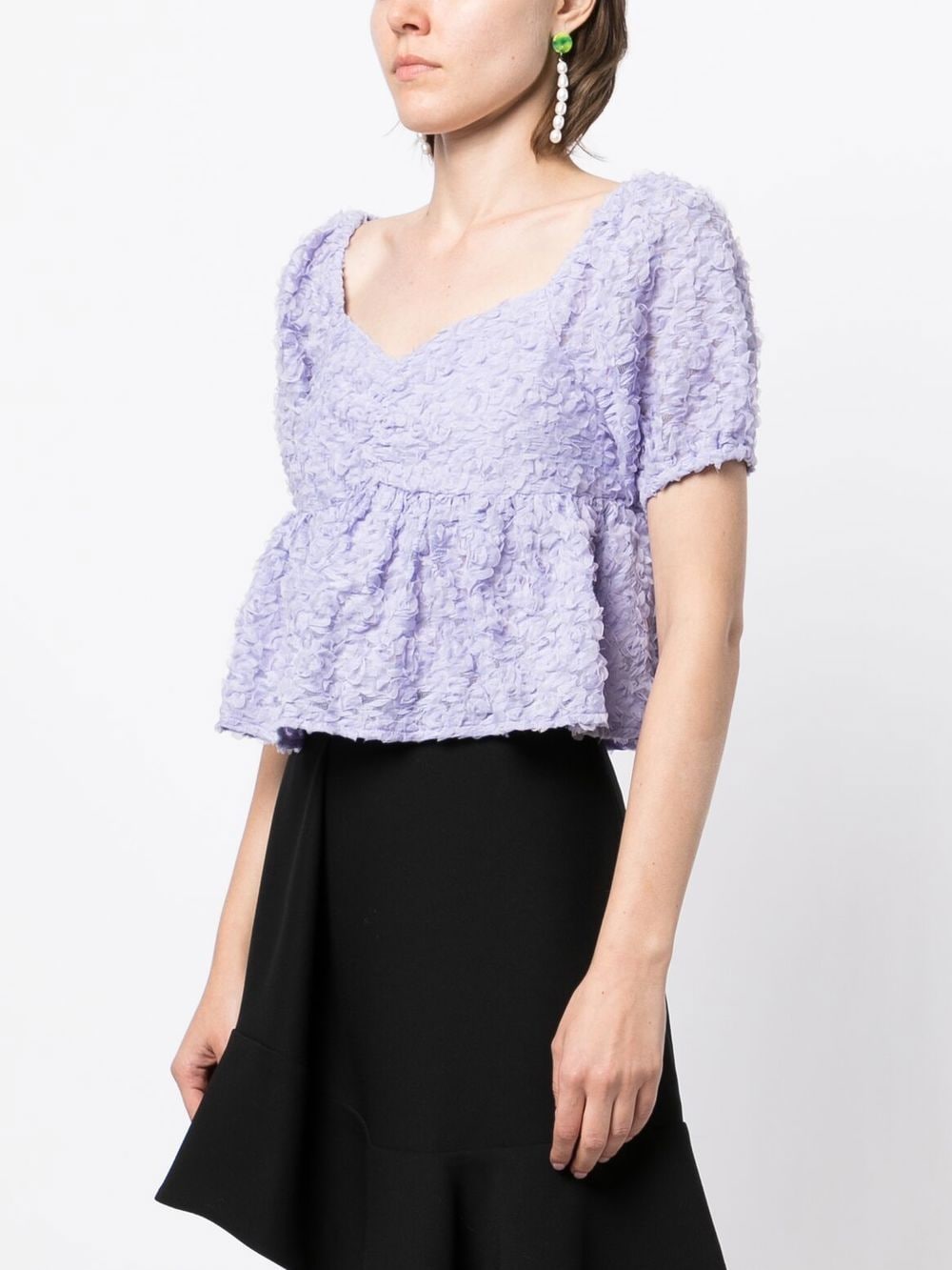 Shop B+ab Ruffled Puff-sleeved Blouse In Purple