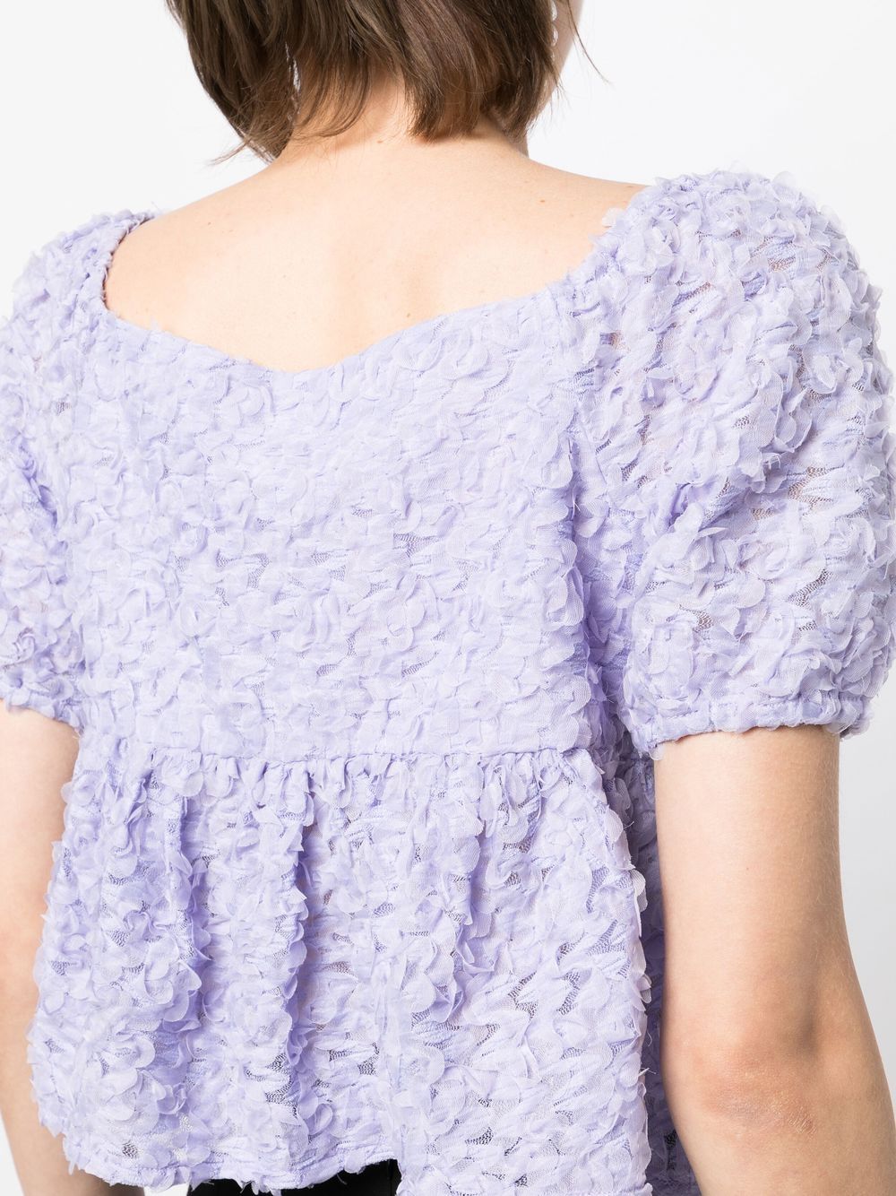 Shop B+ab Ruffled Puff-sleeved Blouse In Purple
