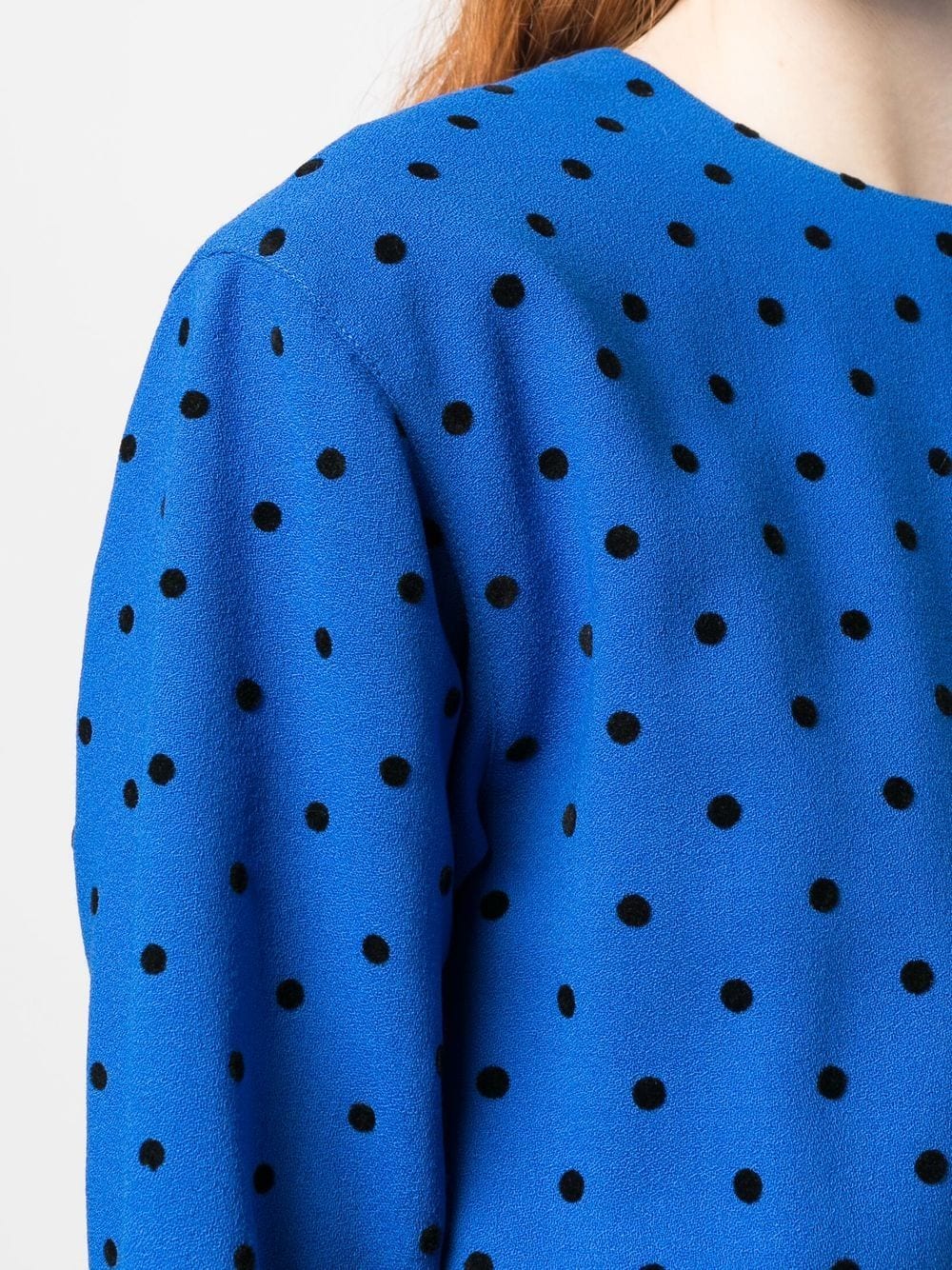 Pre-owned Dior  Polka Dot Ruffled Dress In Blue