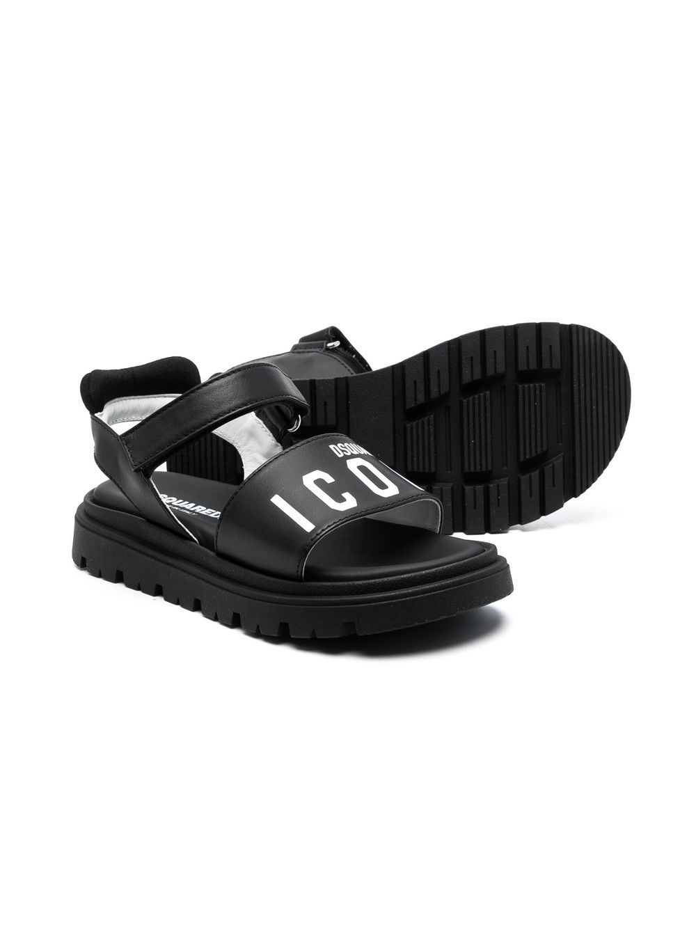 Shop Dsquared2 Logo-print Flat Sandals In Black
