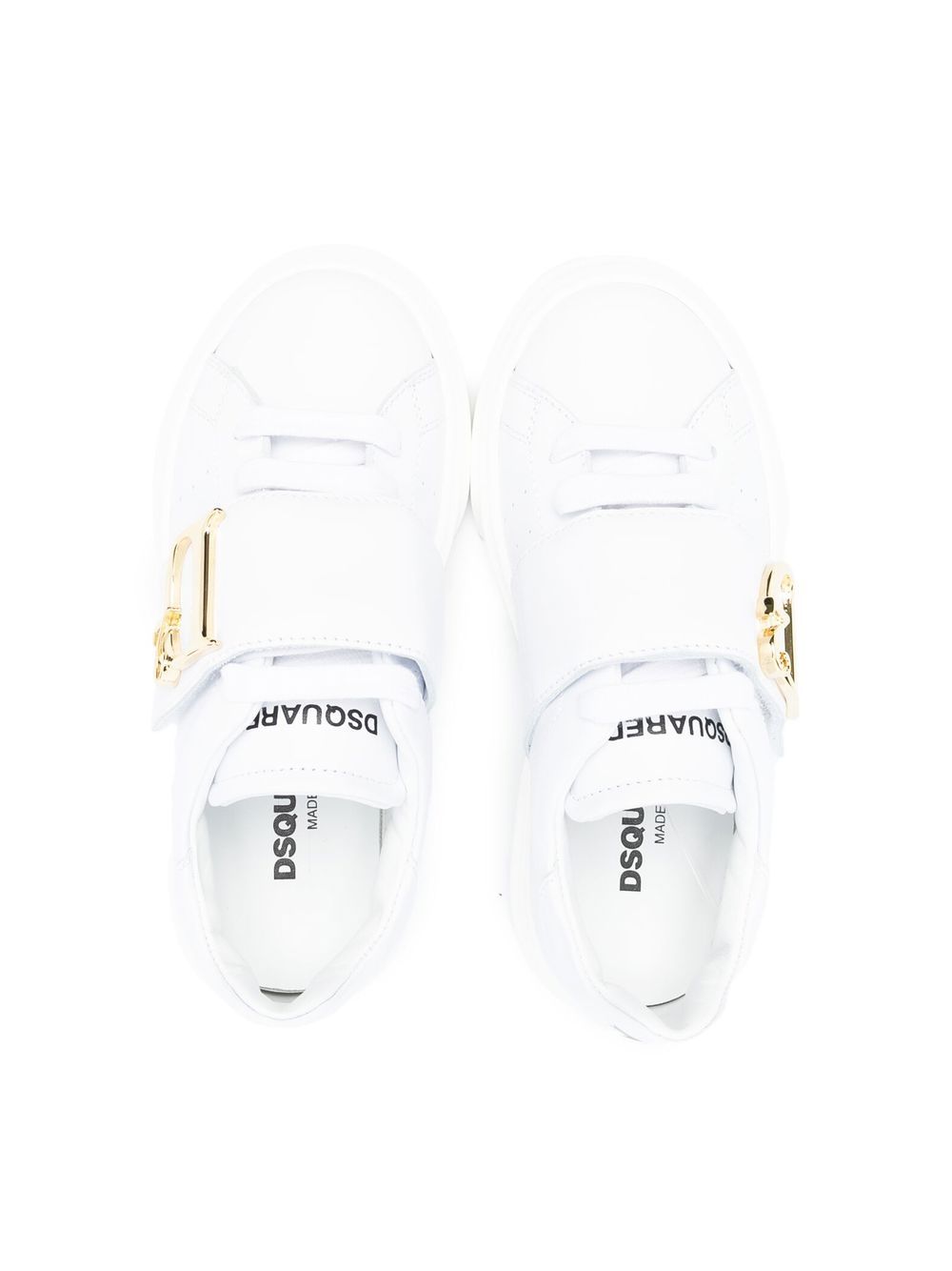 Shop Dsquared2 Touch-strap Leather Sneakers In White