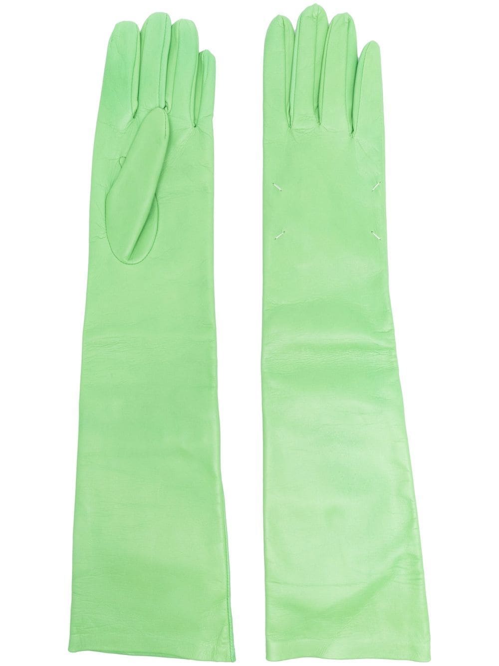 Maison Margiela Full-sleeve Leather Gloves In Green