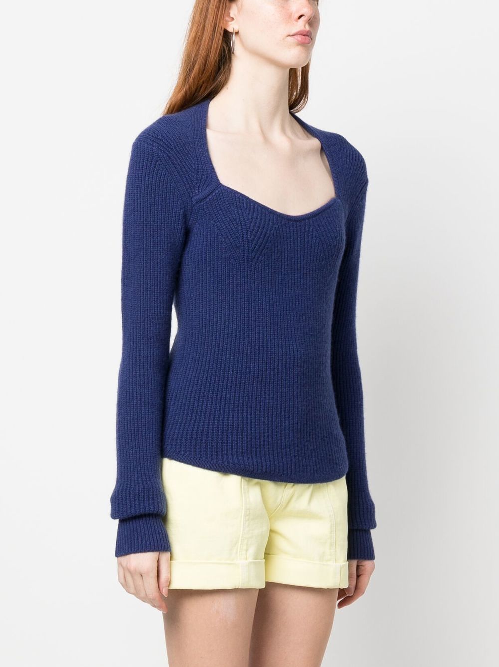 Shop Isabel Marant Square-neck Knitted Jumper In Blue