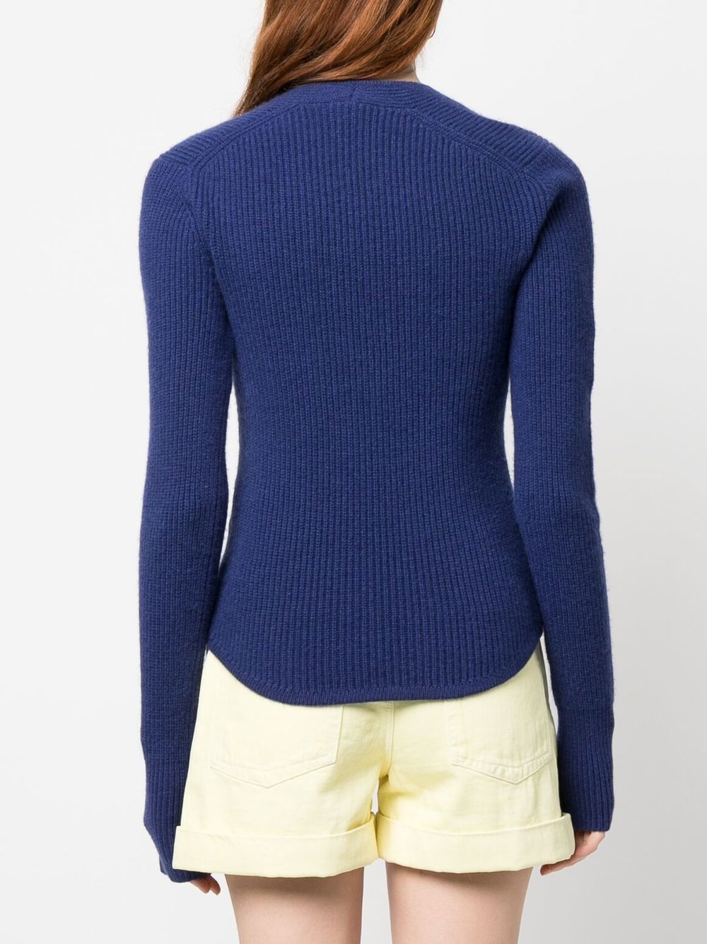 Shop Isabel Marant Square-neck Knitted Jumper In Blue