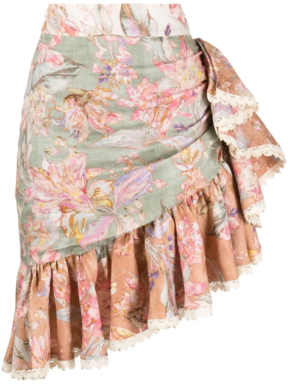 

ZIMMERMANN floral-print asymmetric skirt - Pink