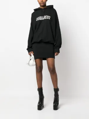 DSQUARED2 ディースクエアード ブラック シルク プリント ミニドレス Dsquared2（ディースクエアード）ウィメンズ ワンピース＆ドレス