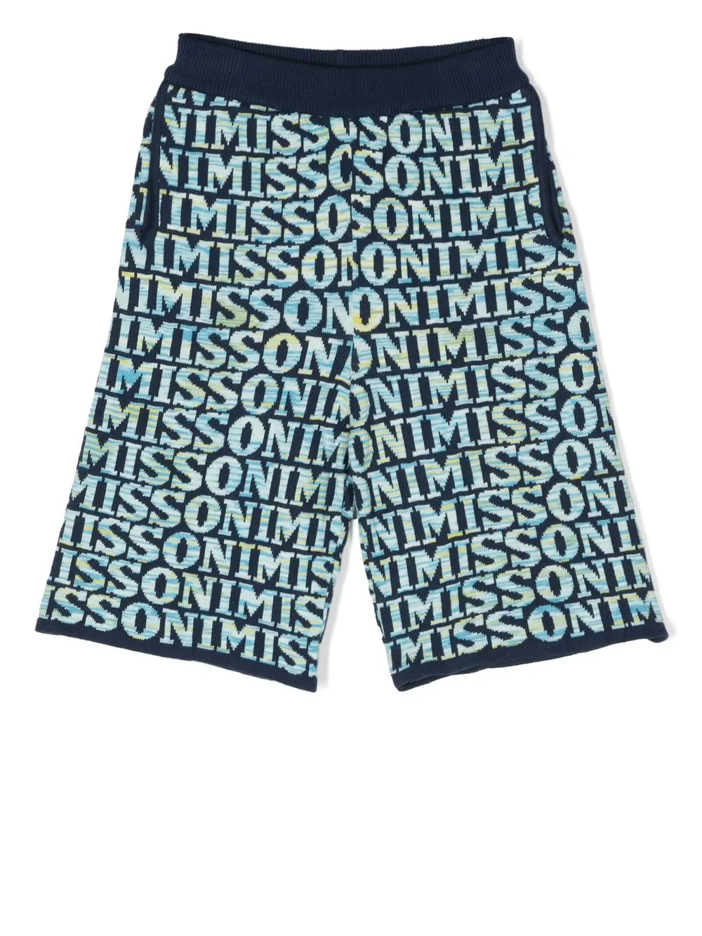 

Missoni Kids shorts tejidos con logo en intarsia - Azul