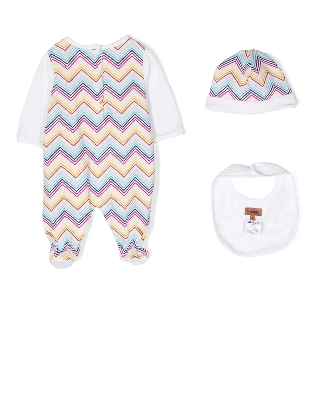 Missoni Kids Romper, muts en slabbetje - Wit