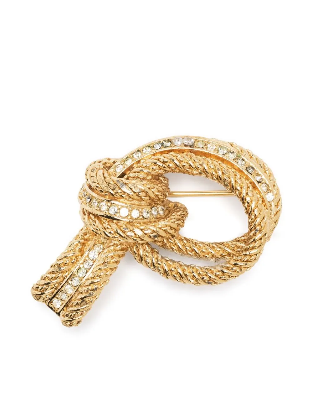 

Christian Dior pre-owned rhinestone-embellished knot brooch - Gold