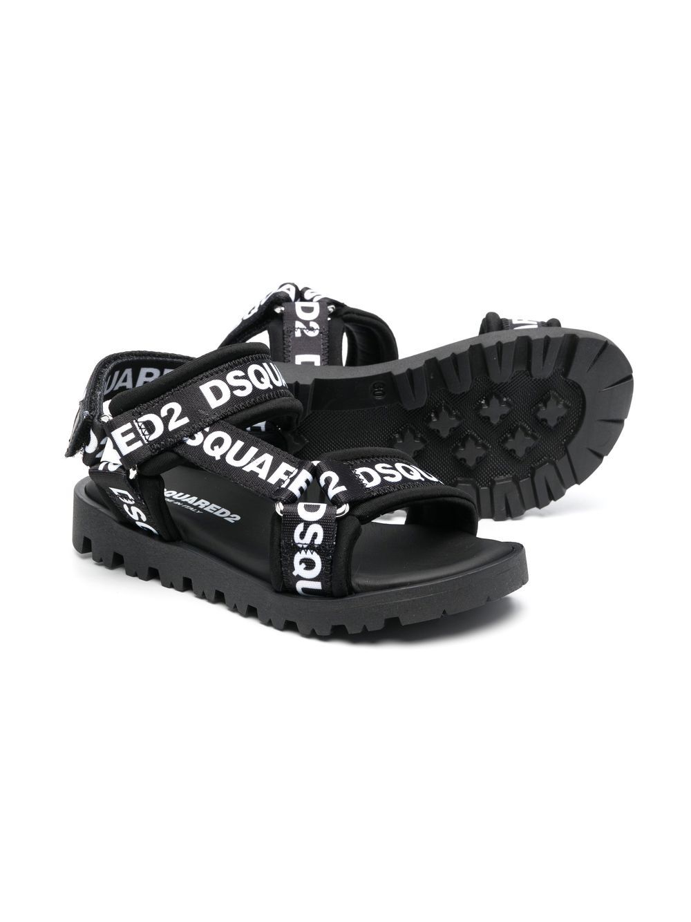 Shop Dsquared2 Logo-print Strap Sandals In Black
