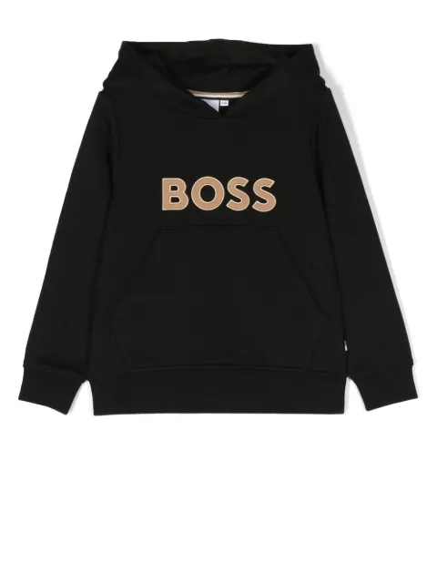 BOSS Kidswear logo-appliqué cotton-blend hoodie