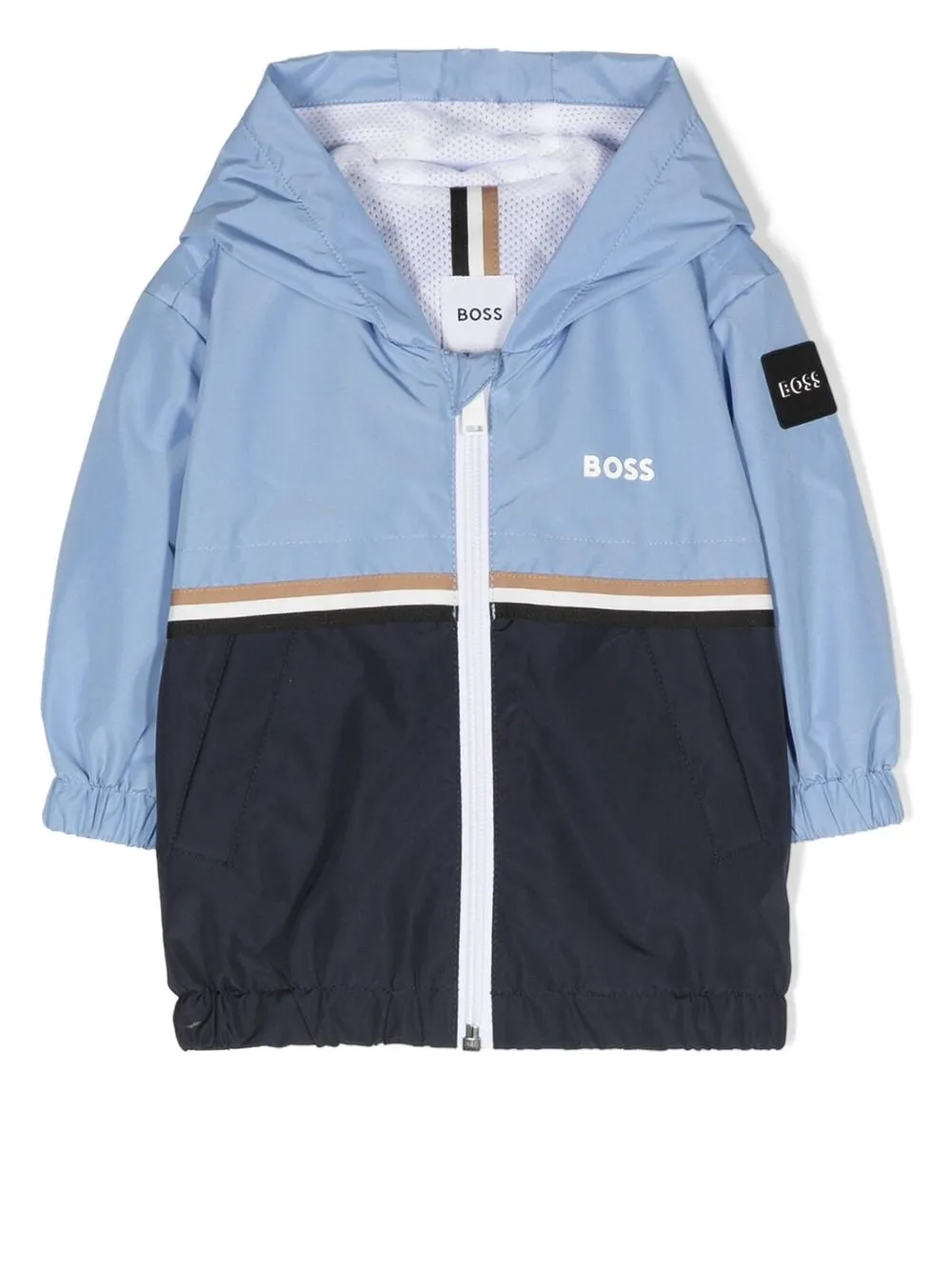 

BOSS Kidswear chamarra con capucha y diseño color block - Azul