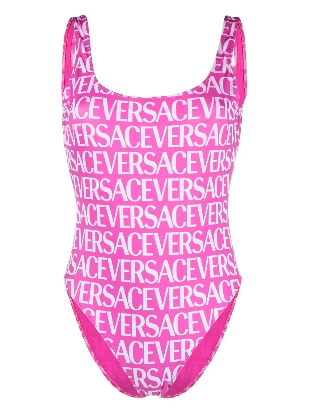 

Versace logo-print scoop back swimsuit - Pink