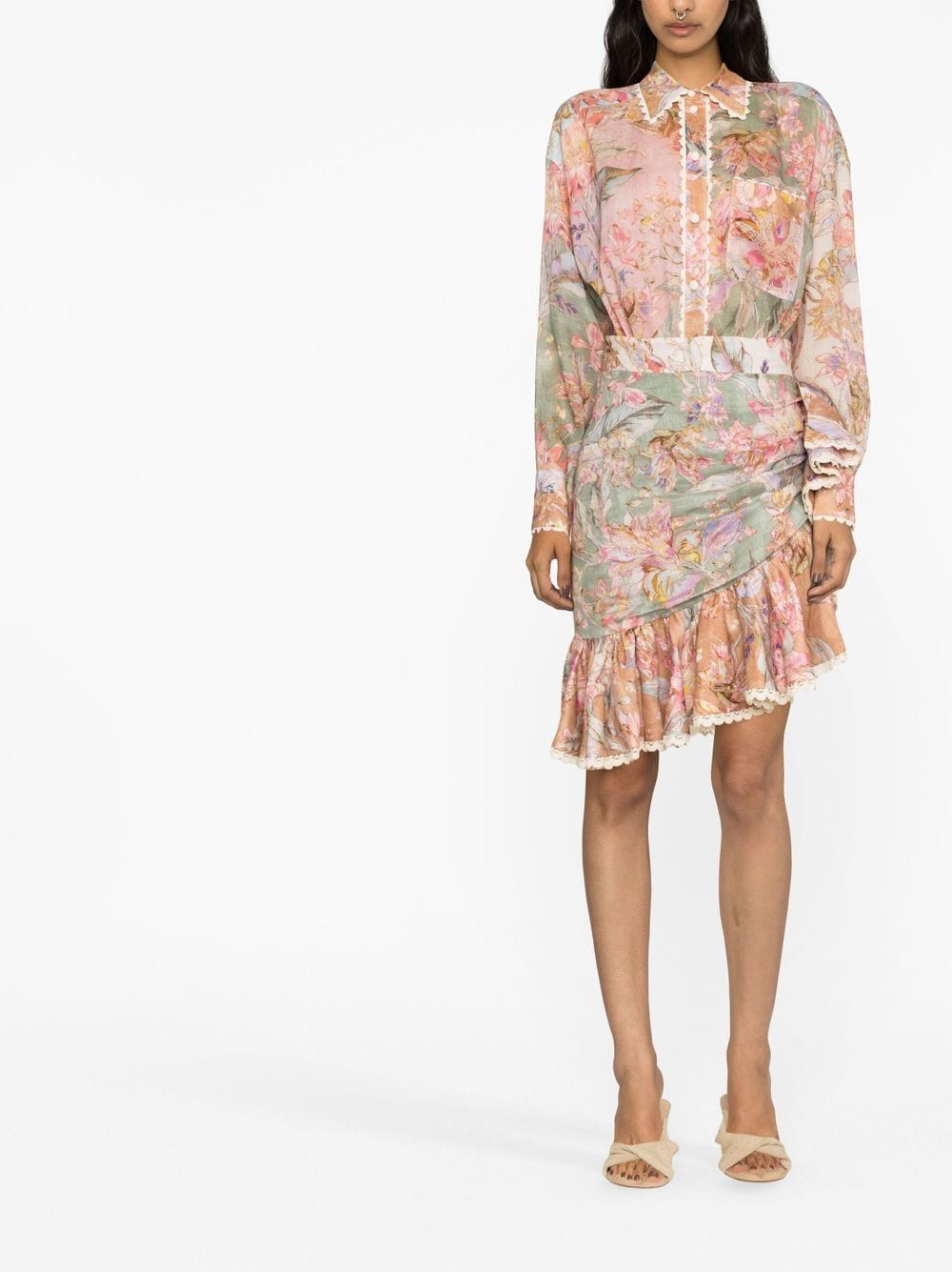 Zimmermann Cira Relaxed Printed Ramie Shirt In Multicolor | ModeSens