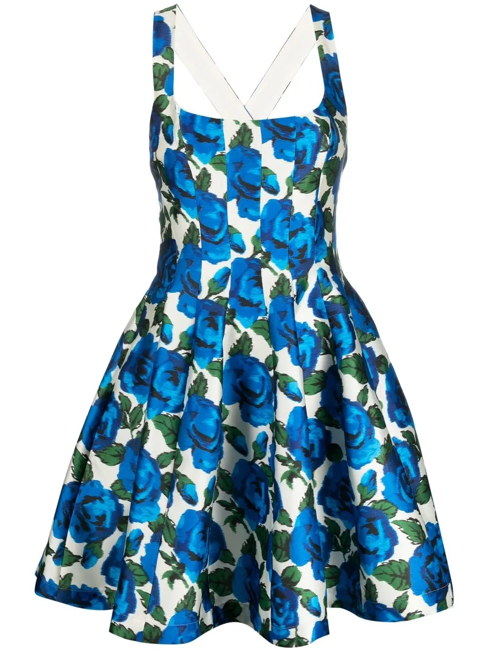 Philosophy Di Lorenzo Serafini Floral-print Pleated Dress In Blue