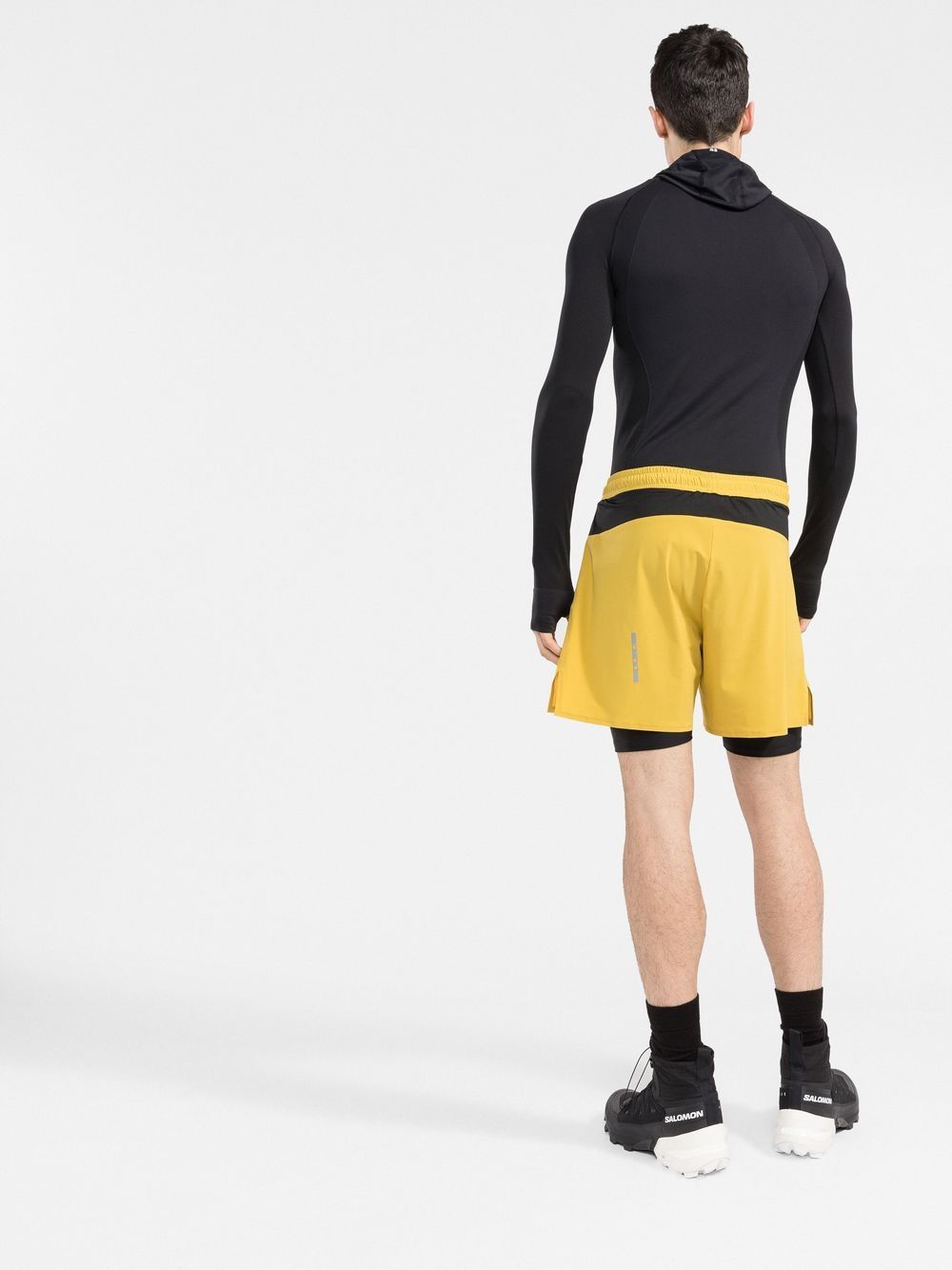 Shop There Was One Double-layered Running Shorts In Yellow