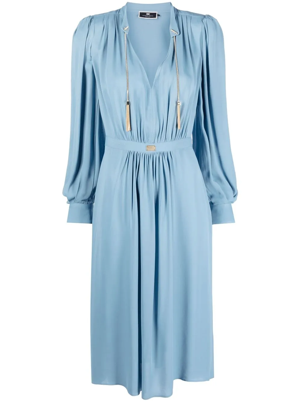 

Elisabetta Franchi vestido midi con detalle de borlas - Azul