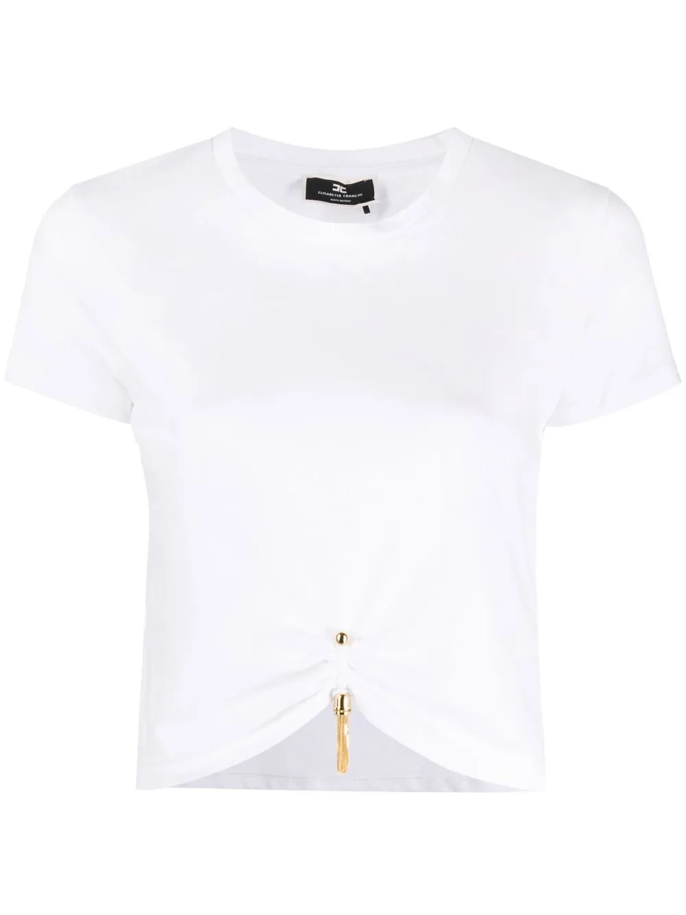 

Elisabetta Franchi playera corta con detalle de borlas - Blanco