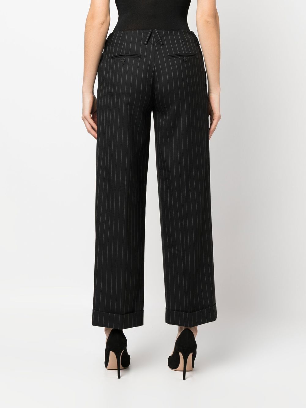 Pre-owned Dior 1990s Low-rise Pinstripe Trousers In Black