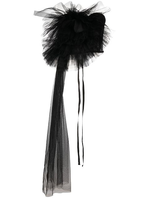 Alchemy tulle-layered strapless flared gown 
