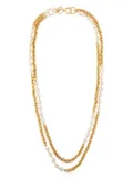 CHANEL Pre-Owned 1985 pearl-embellished double-chain necklace - Gold