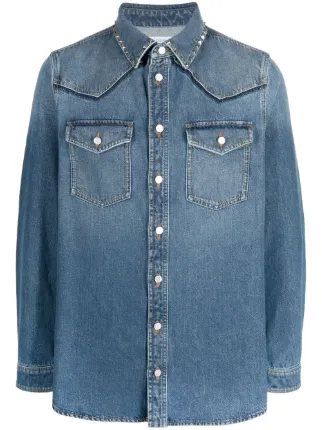 Valentino デニム解体シャツ Valentino Garavani ヴァレンティノ ロックスタッズ デニムシャツ
