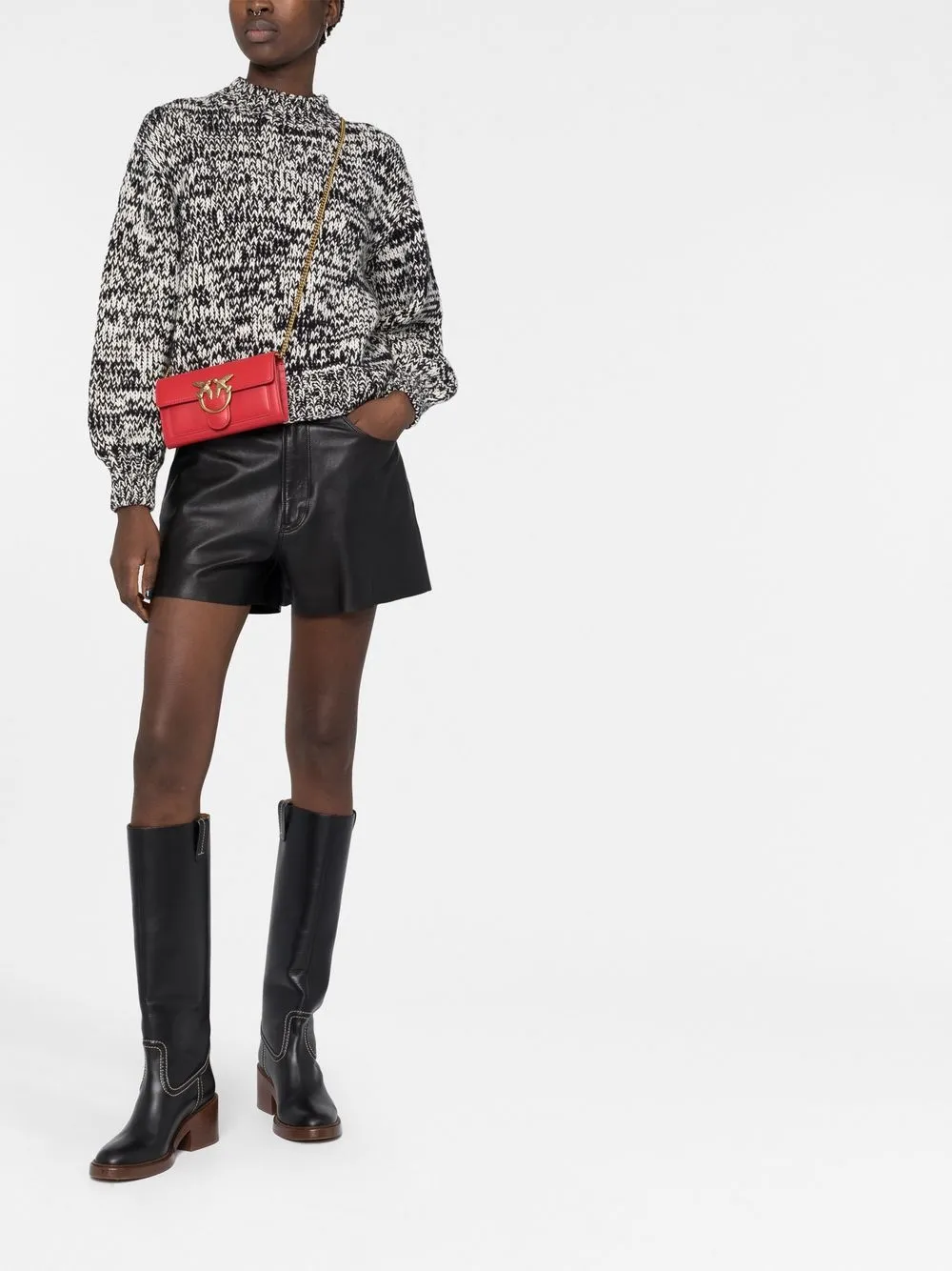 PINKO Love One leren crossbodytas - Rood