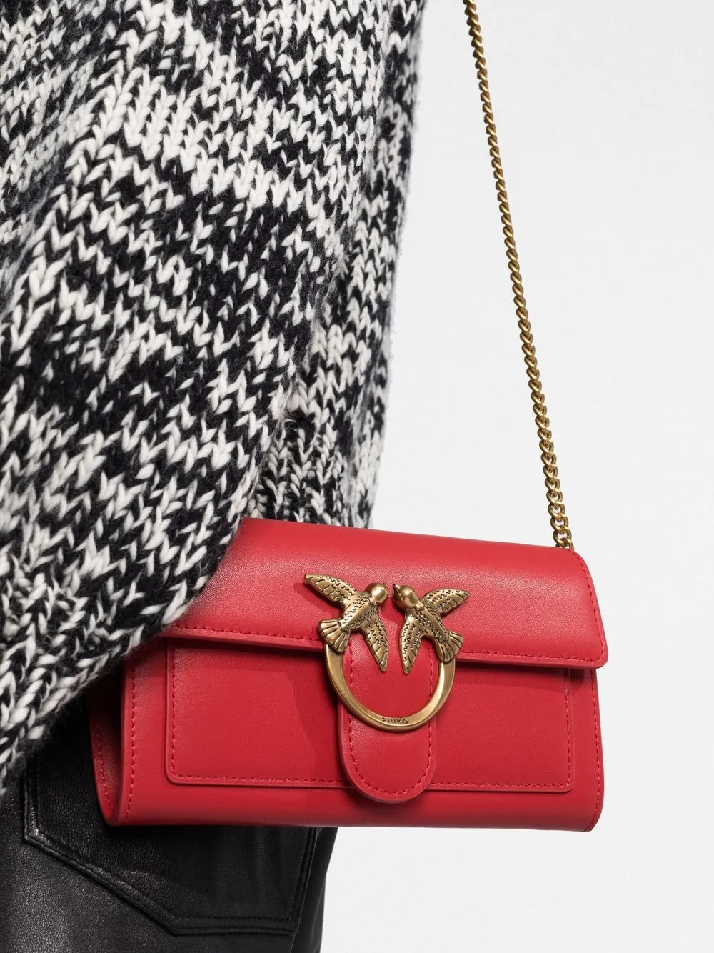Pinko Love One Leather Crossbody Bag In Red ModeSens