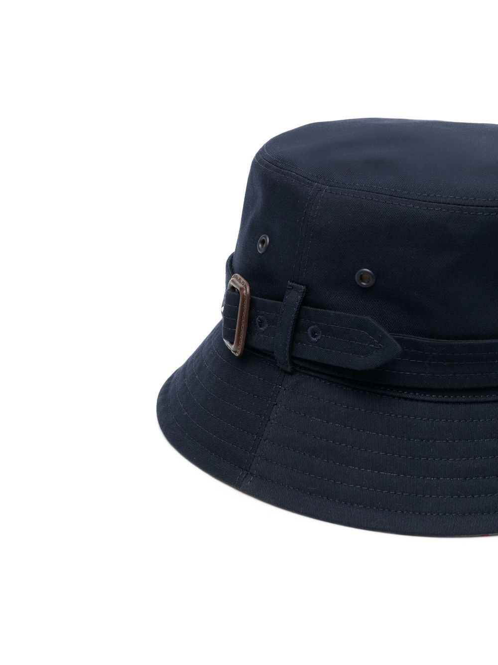 Shop Burberry Buckle-detail Cotton Bucket Hat In Blue