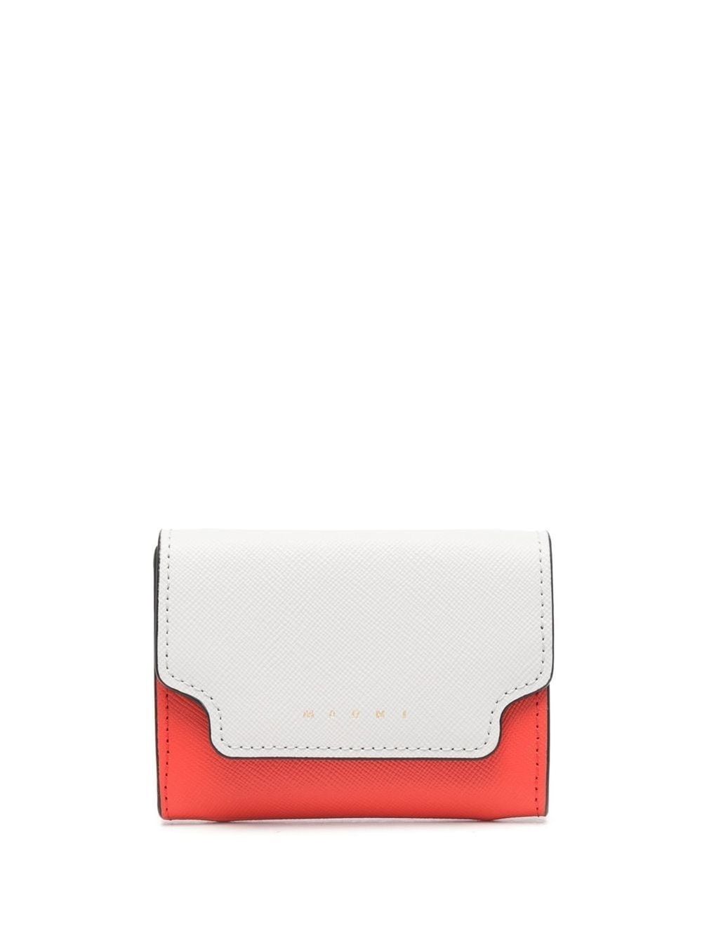 Marni Two-tone Leather Wallet In White