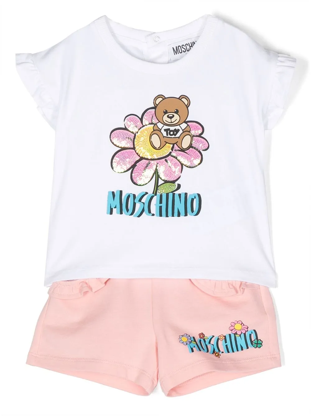 

Moschino Kids flower-Teddy Bear print tracksuit - White