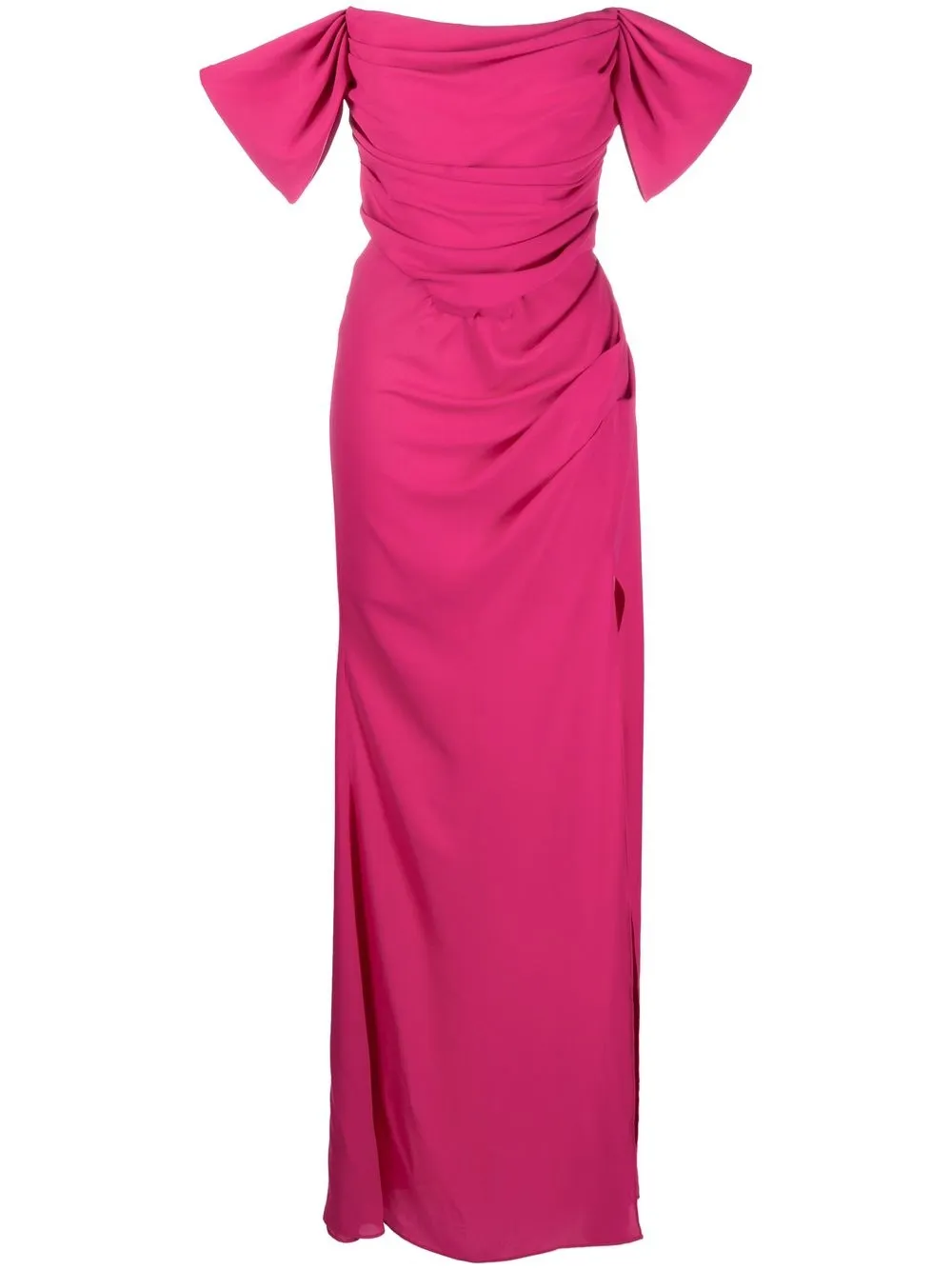 Giuseppe Di Morabito Drop-shoulder Evening Gown In Pink & Purple