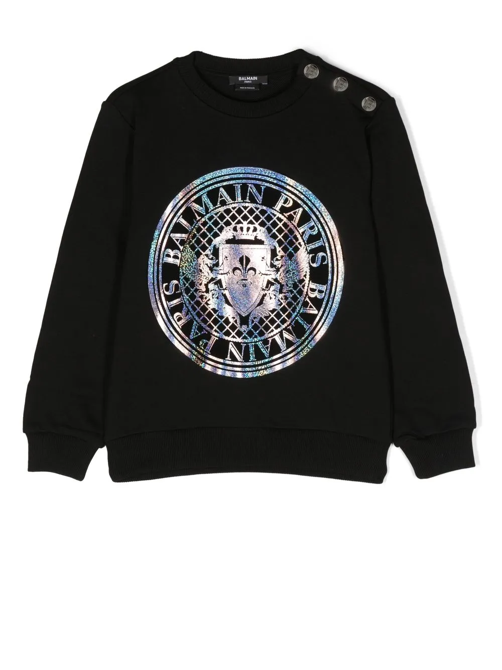 

Balmain Kids sudadera con logo holográfico estampado - Negro