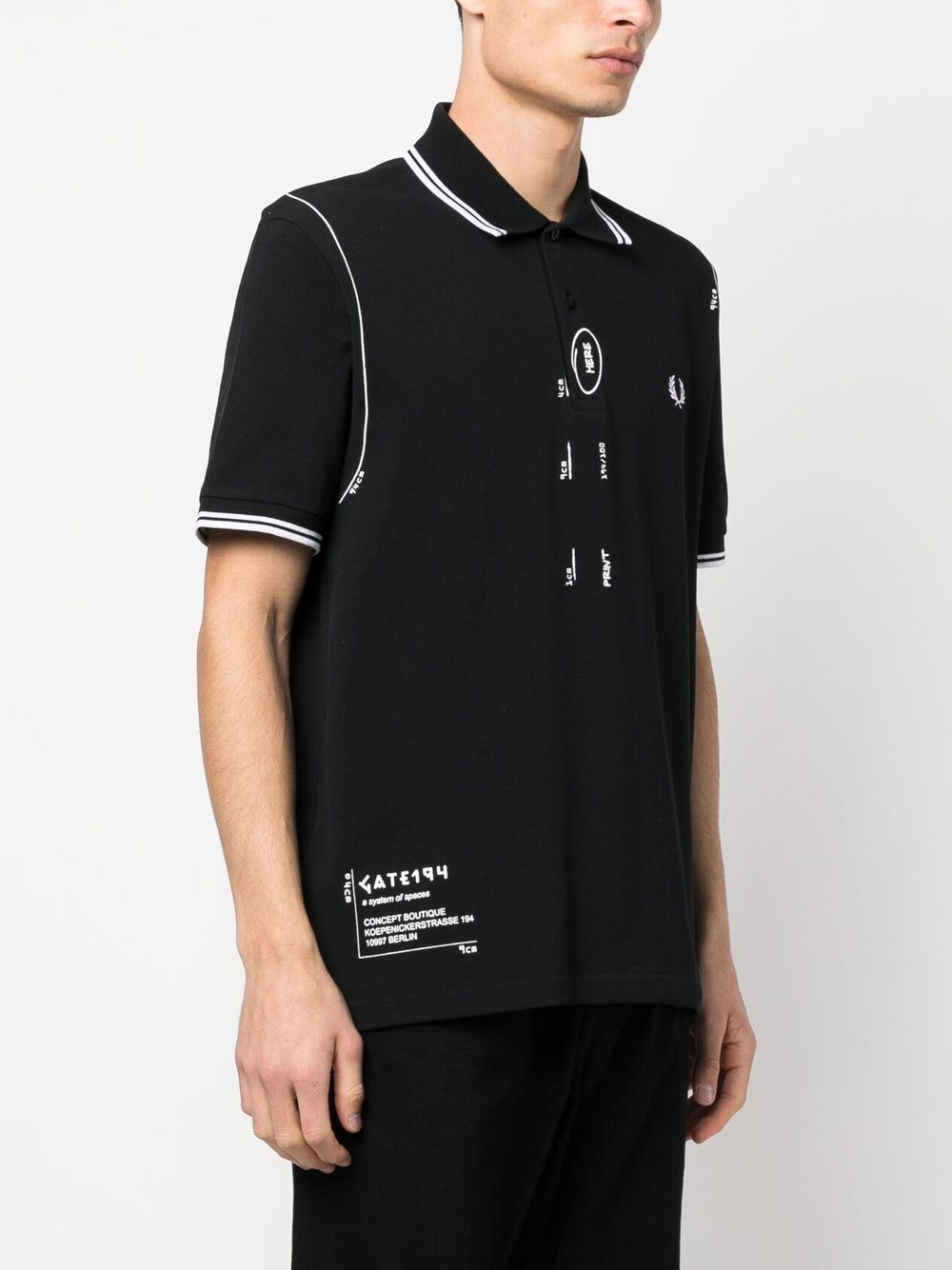 Shop Fred Perry Sketch-style Cotton Polo Shirt In Black