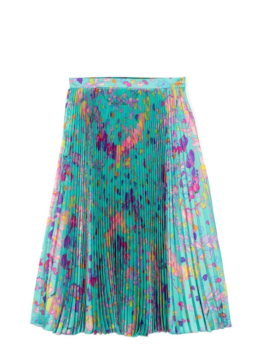 Shop Versace Butterfly-print Pleated Skirt In Green