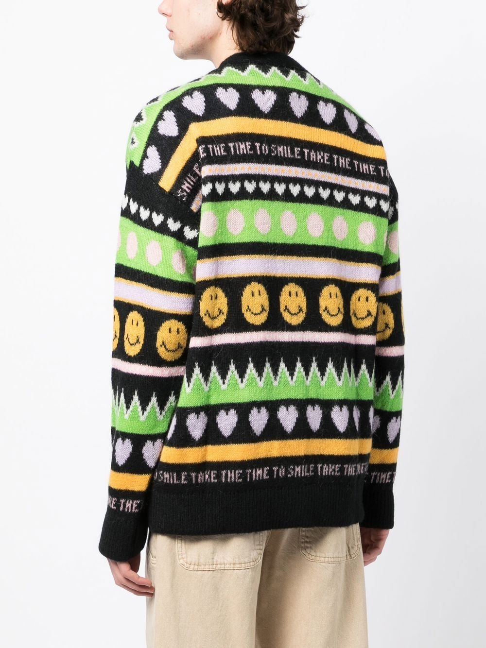 Shop Joshua Sanders Graphic Print Fine Knit Cardigan In Multicolour