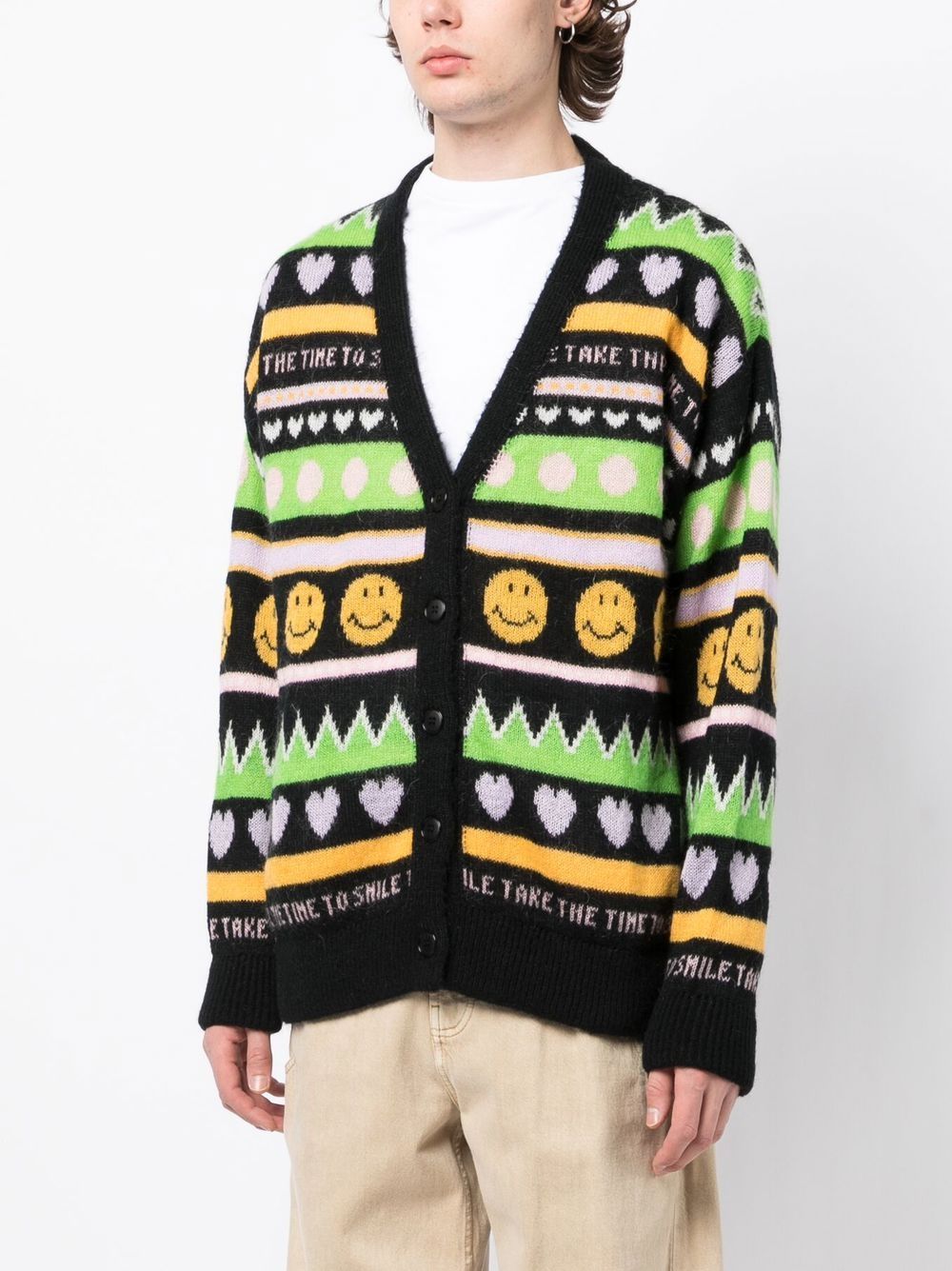 Shop Joshua Sanders Graphic Print Fine Knit Cardigan In Multicolour