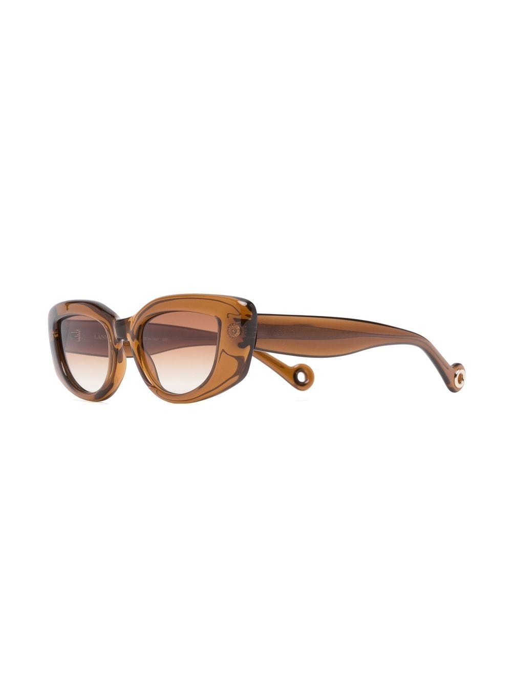 Shop Lanvin Engraved-logo Tinted Sunglasses In 褐色