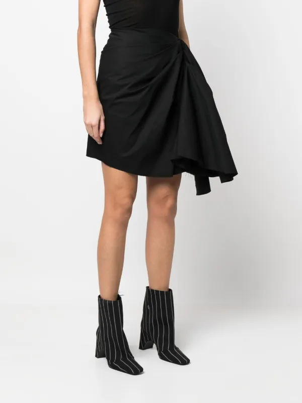 【RICK OWENS】ハイウエスト ドレープ ミニスカート Rick Owens ドレープ ミニスカート | ブラック | FARFETCH JP