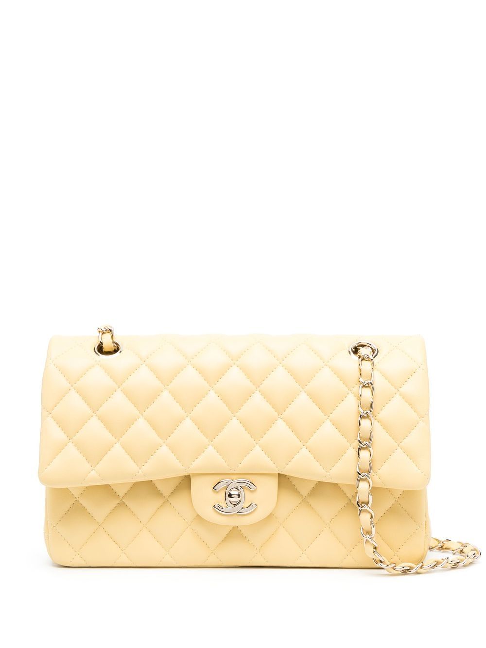 Pre-owned Chanel 2020s Timeless Double Flap 25 Shoulder Bag In Yellow