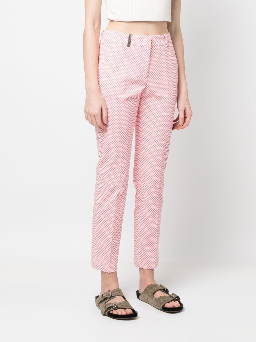 Shop Peserico Polka-dot Tapered Trousers In Pink