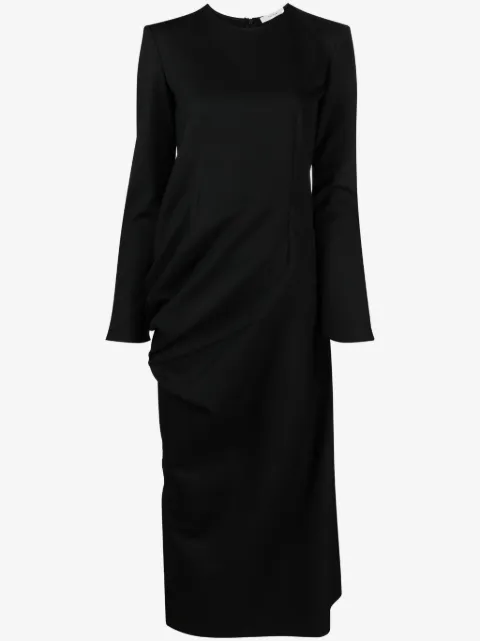 The Row gathered-detailing long-sleeved shift dress
