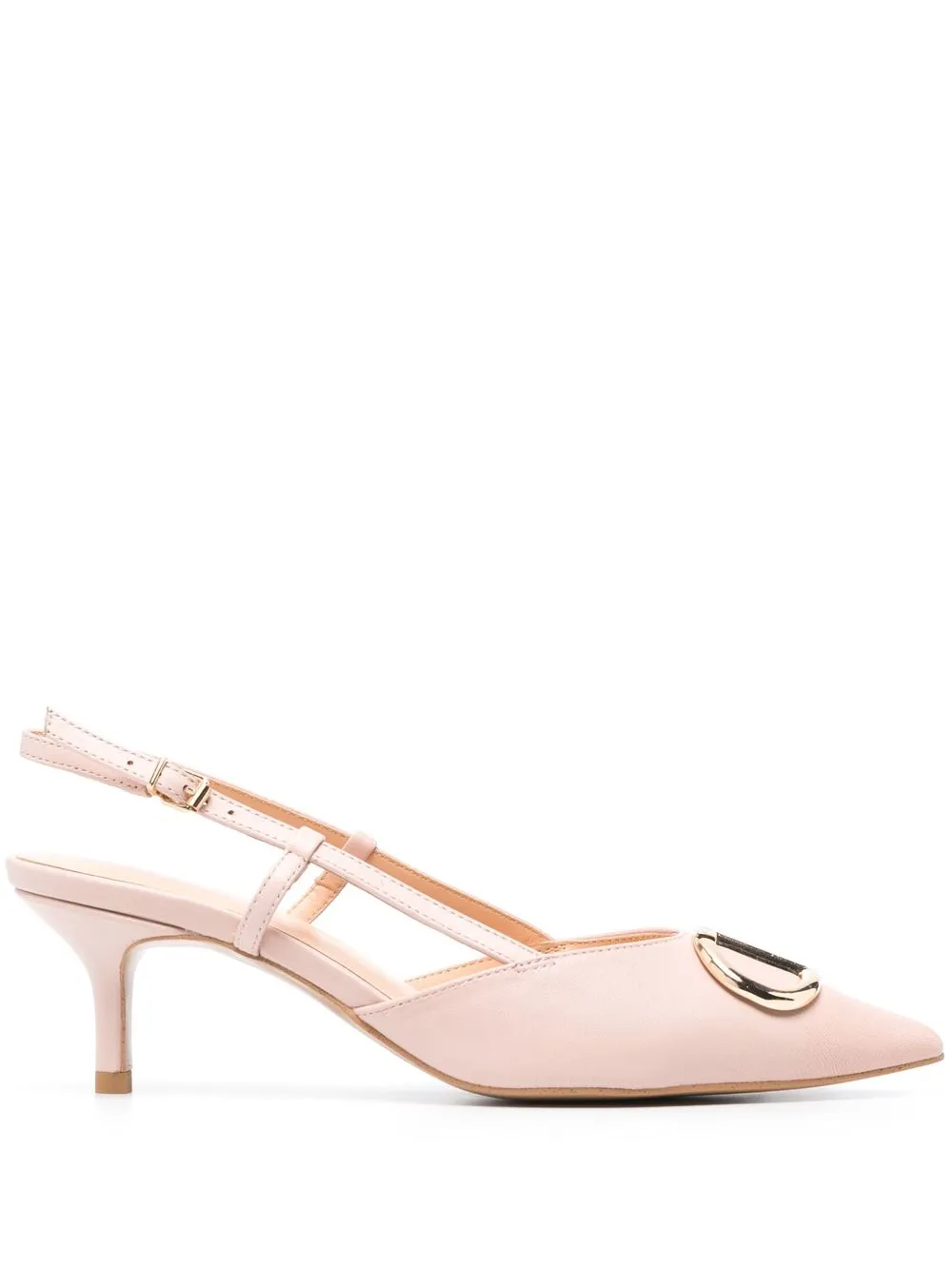 

TWINSET 60mm logo plaque slingback pumps - Pink