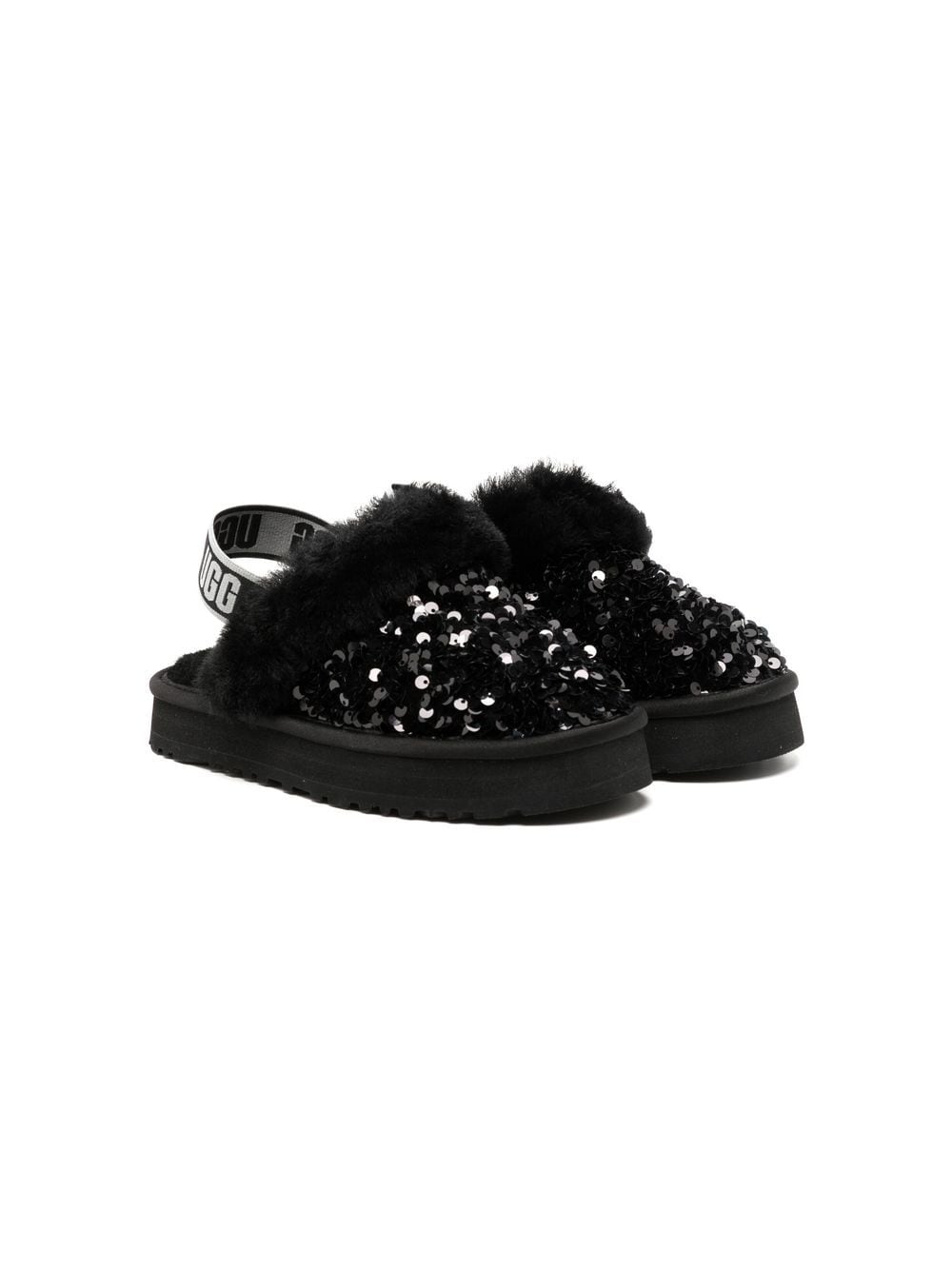 Ugg Funkette Sequin-embellished Slippers In 黑色