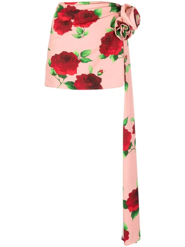 Magda Butrym Rose-print Draped Miniskirt in Pink