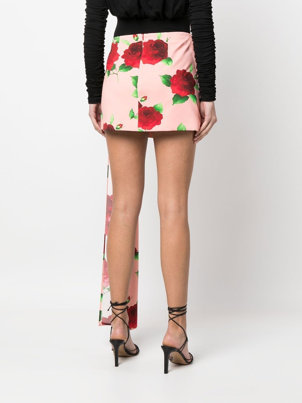 Shop Magda Butrym Rose-print Draped Miniskirt In Pink