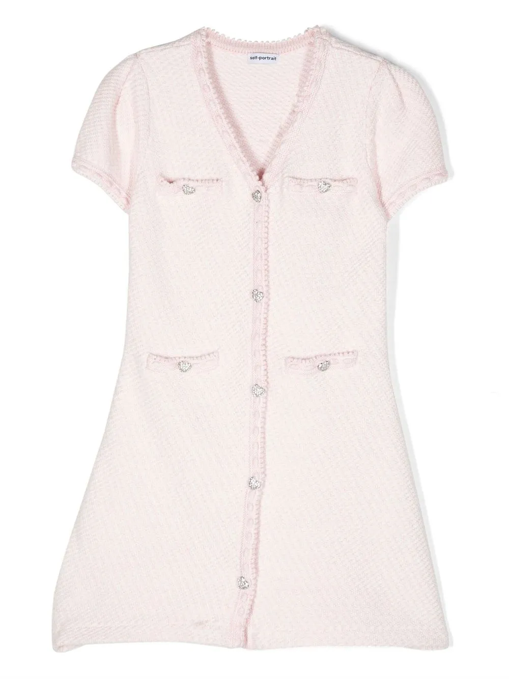 

Self-Portrait Kids vestido tejido con cuello en V - Rosado