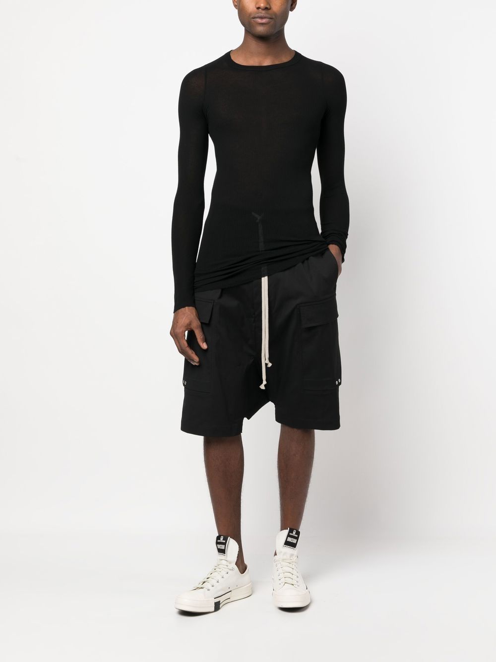 Rick Owens Shorts met verlaagd kruis - Zwart