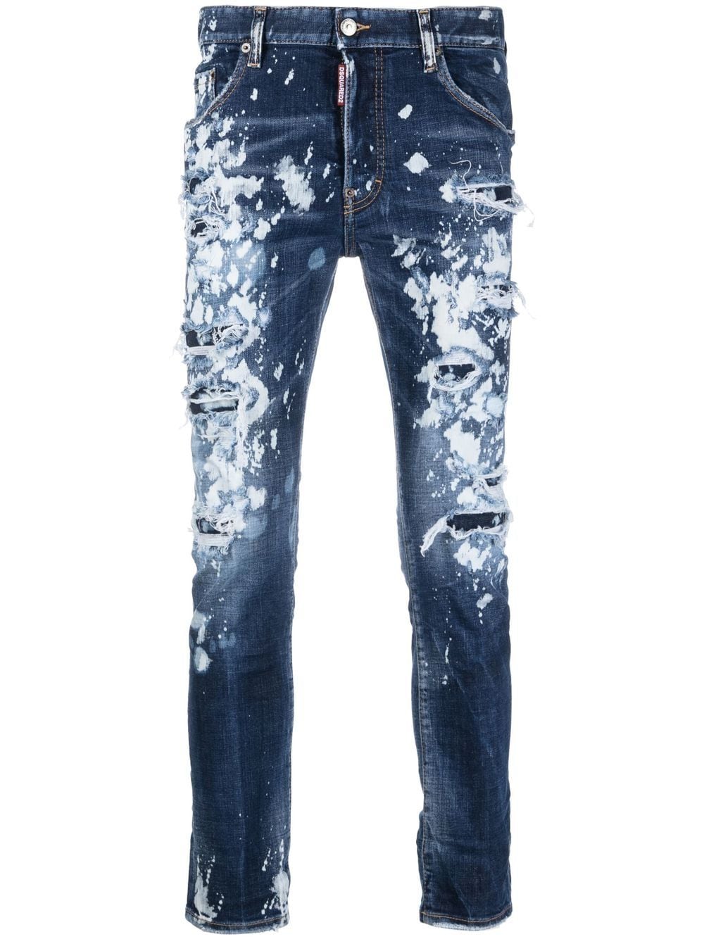 Dsquared2 Paint Splattered Distressed Jeans In Blue