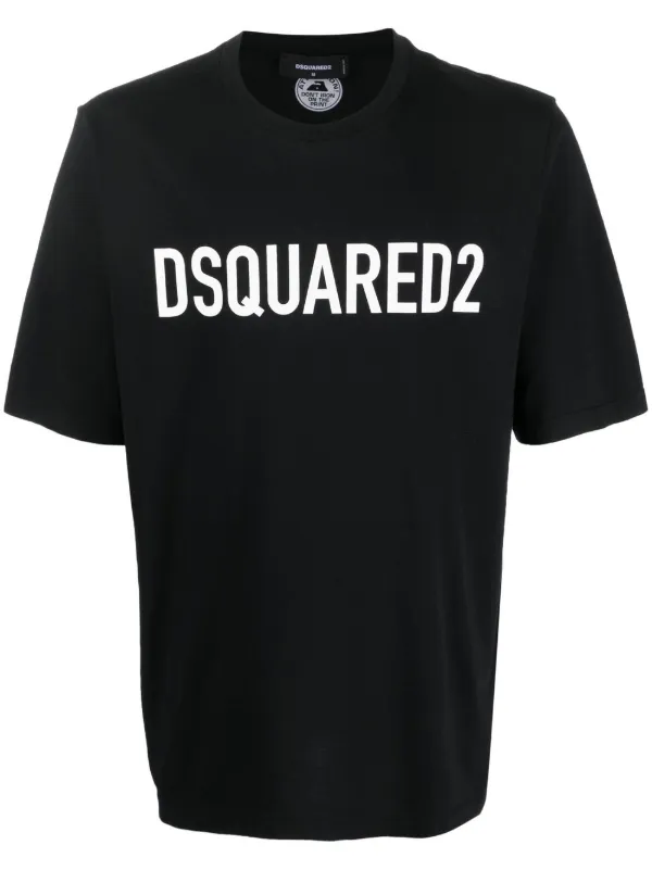 DSQUARED2 logo print cotton T shirt men Cotton L Black